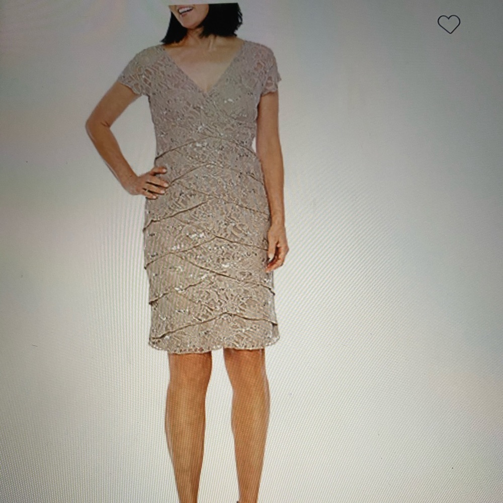 Champagne Lace Sequin Mother of Bride Dress